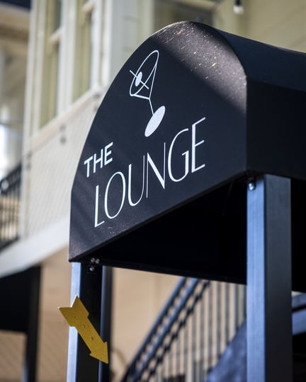 The Lounge awning over the stairs