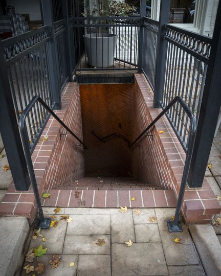 The stairs down to The Lounge from the street